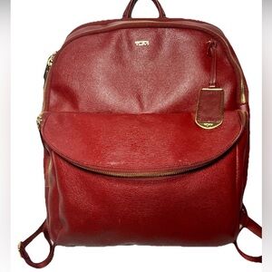 Tumi Sinclair Harlow Backpack Laptop Luggage Maroon Leather Storage Travel Bag